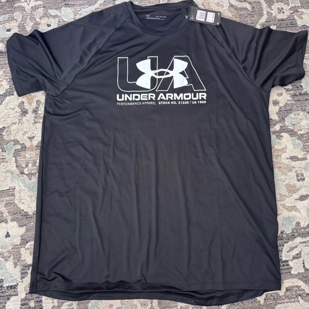 Under Armour Black Short Sleeve Performance Tee with White Logo
